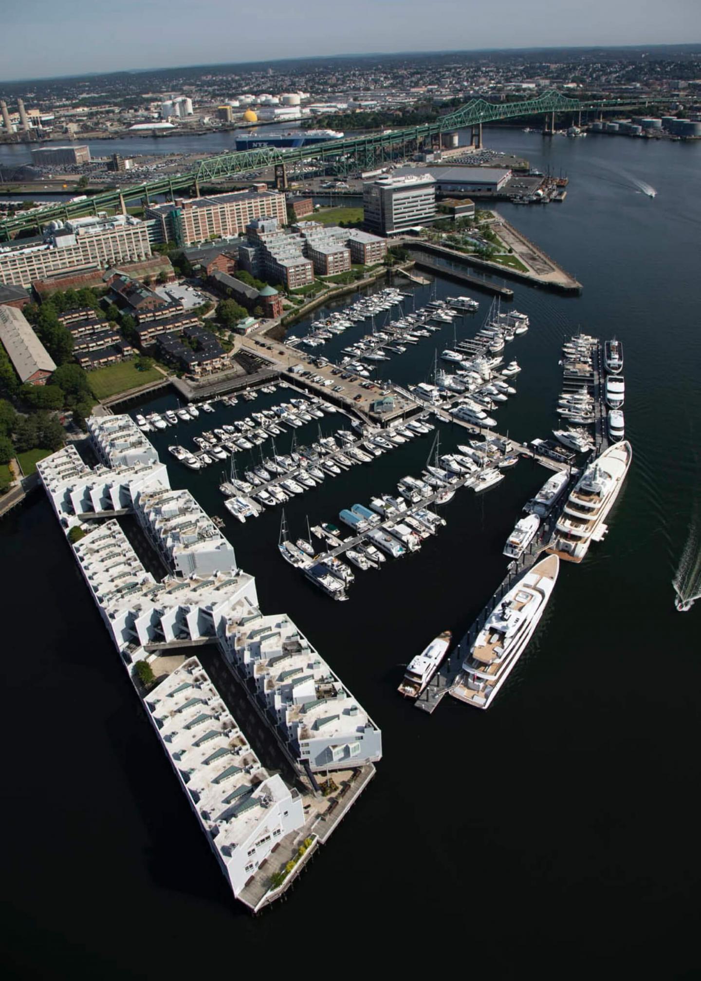Aerial shot of the marina
