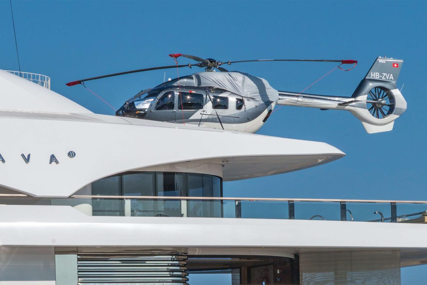 Helicoptor on top of a yacht