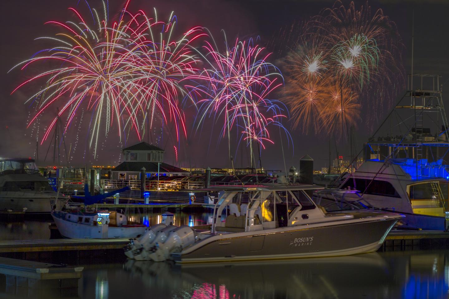 Fireworks over Charlestown Marina