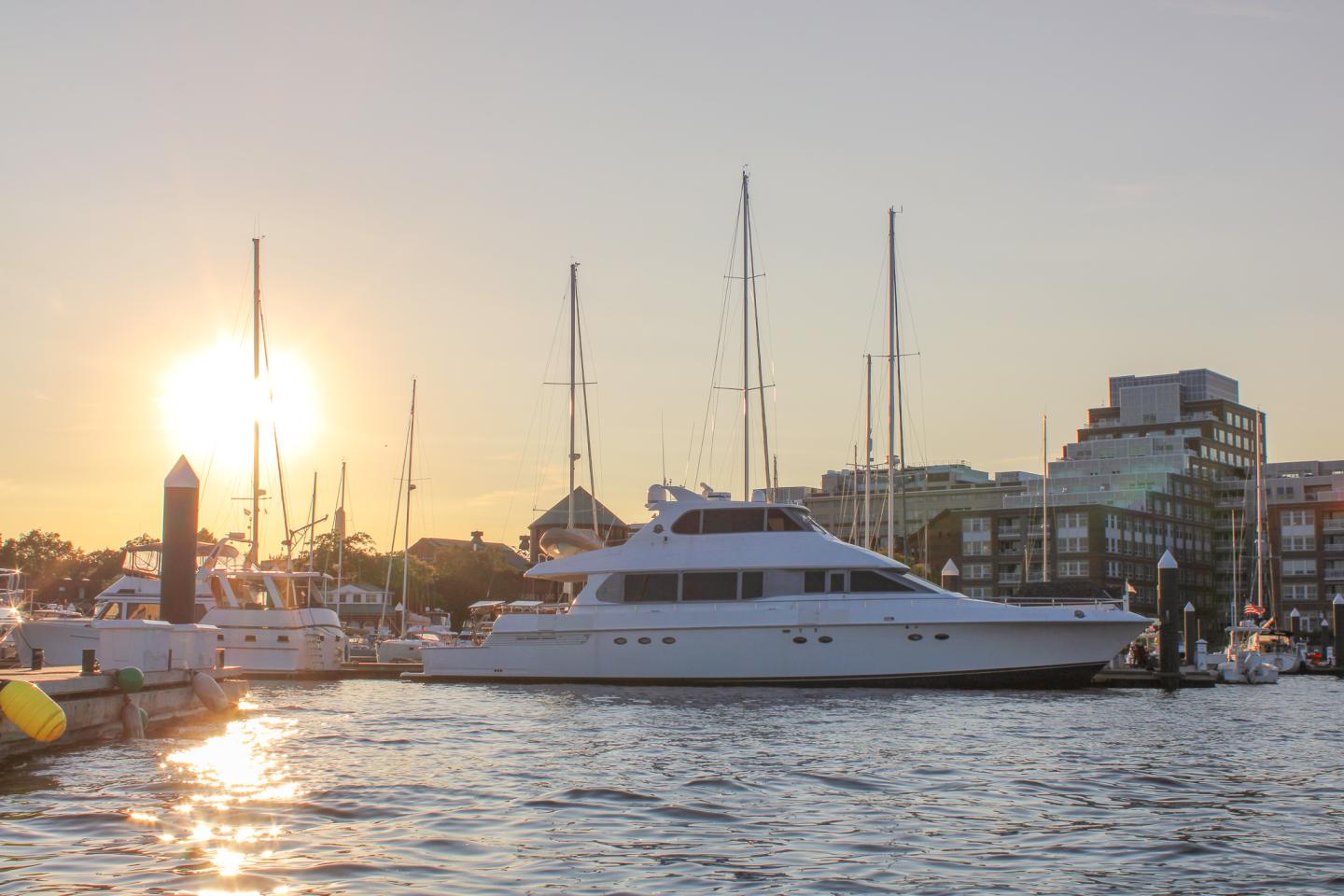 Sunset over Charlestown Marina
