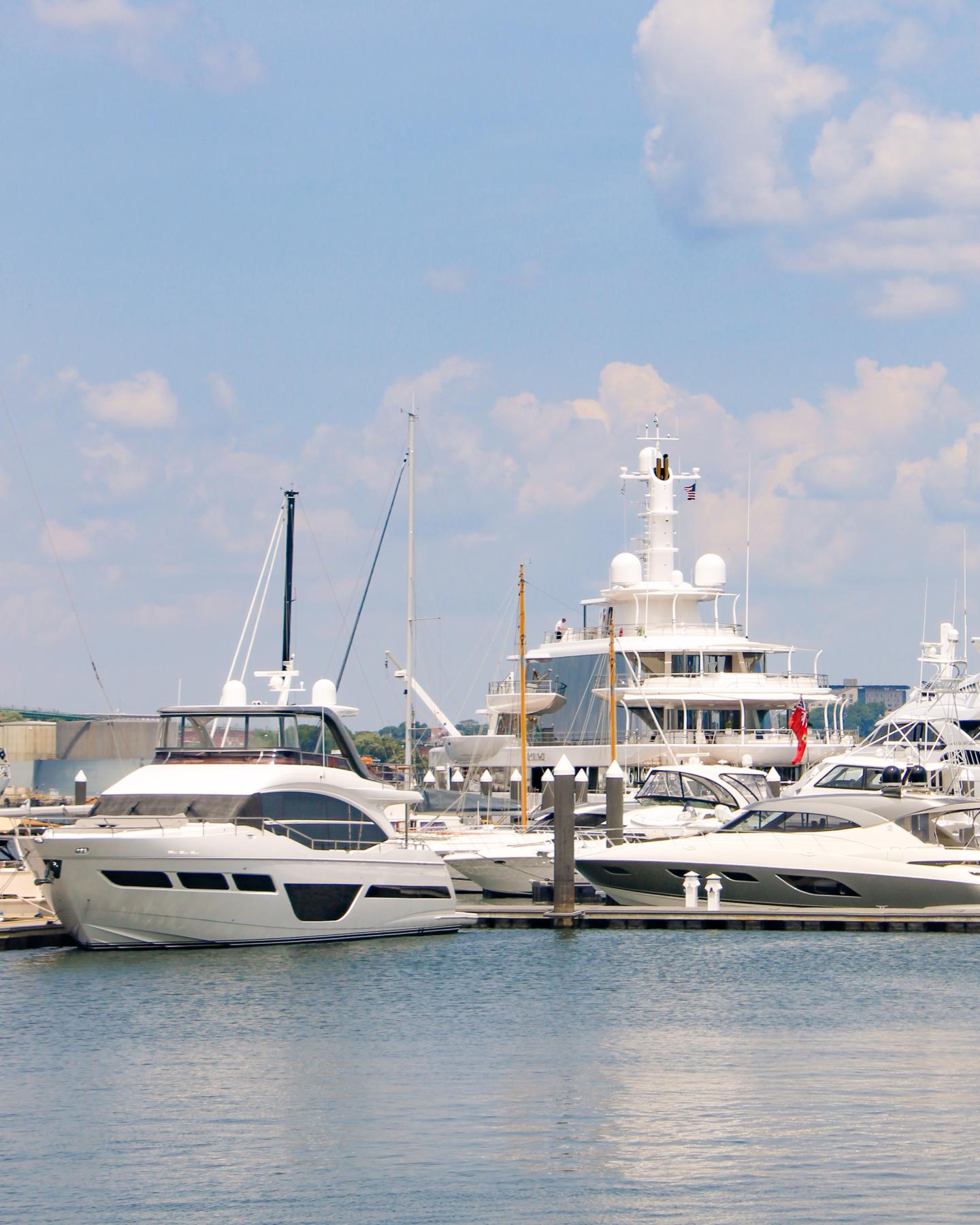 Boats docked at Charlestown Marina on Boston Harbor
